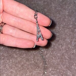 Silver Eiffel Tower Pendant Necklace